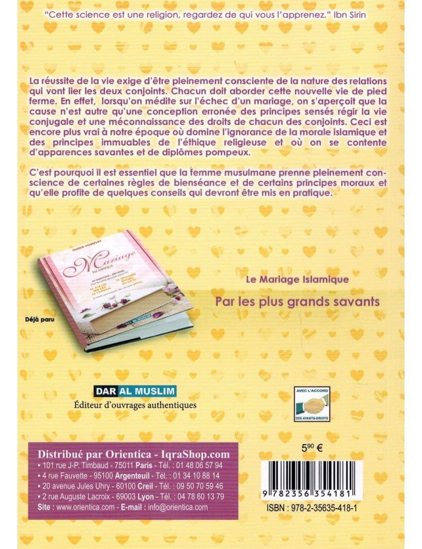 20 conseils à ma sœur avant son mariage - Badr Al-'Utaybi - Dar Al-Muslim Dar Al-Muslim Livre Islam Mariage 9782356354181 Librairie Musulmane Al-imen