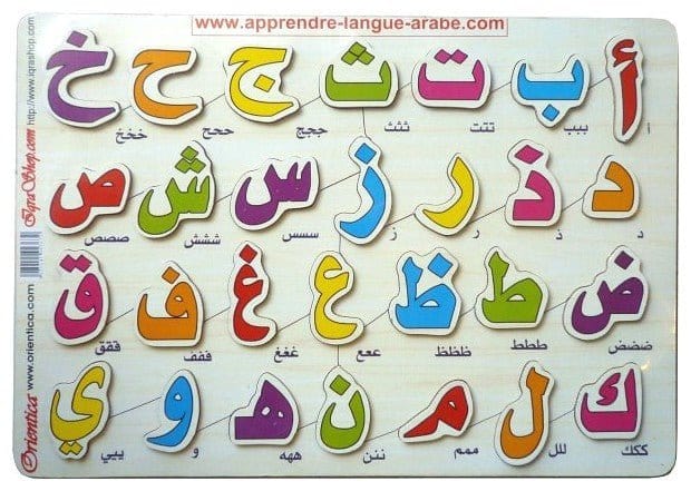 Jeu de puzzle en bois pour apprendre l'alphabet arabe pour enfant Orientica Jeu Islam 5430000235235 Librairie Musulmane Al-imen