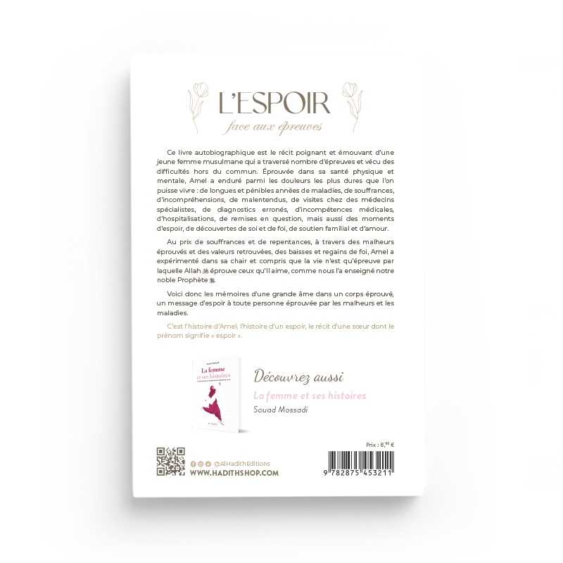 L’espoir face aux épreuves par Amel S. Al-Hadîth Livre Islam Femme 9782875453211 Librairie Musulmane Al-imen