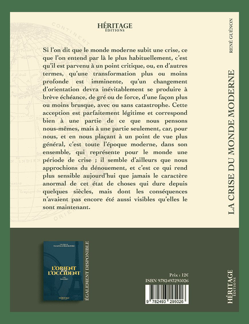 La crise du monde moderne - René Guenon - Héritage - Al-Bayyinah Al-Bayyinah Livre > Islam > Essai 9782493295026 Librairie Musulmane Al-imen