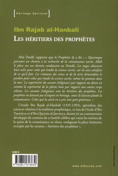 Les héritiers des prophètes par Ibn Rajab Al-Hanbali Al Bouraq Livre > Islam > Foi et Spiritualité 9782841613830 Librairie Musulmane Al-imen