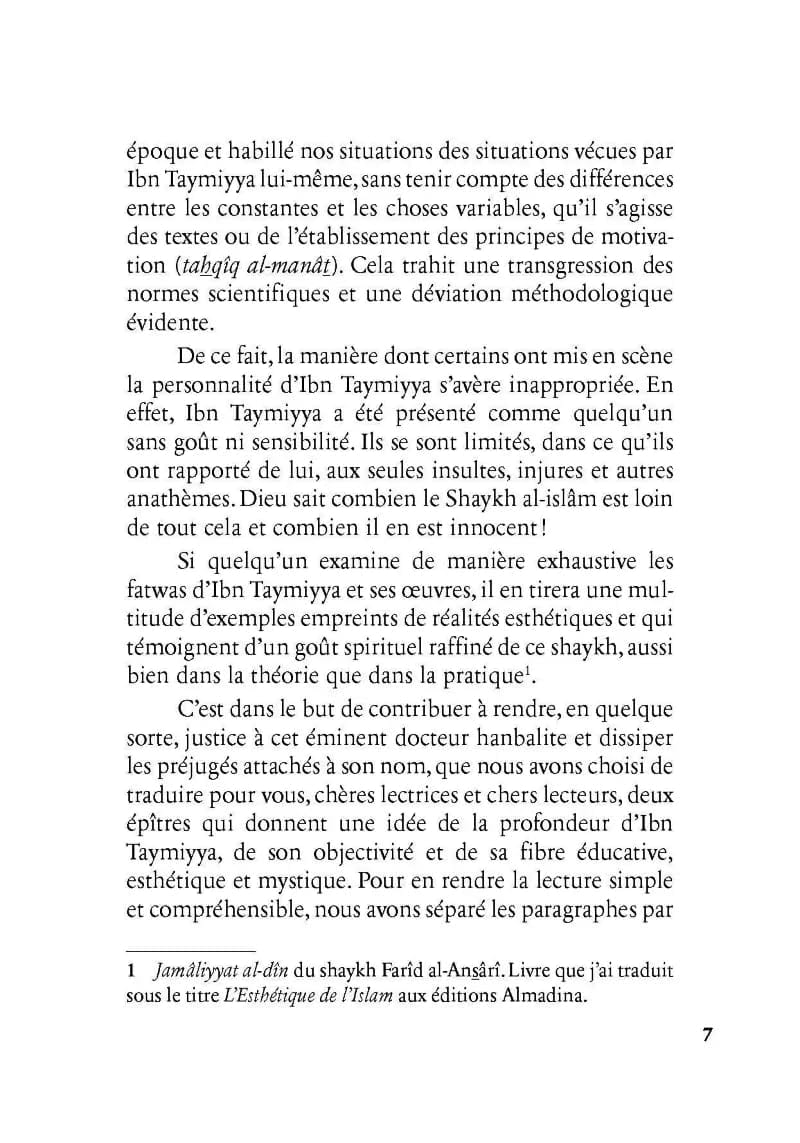 Livre Les Voies Du Cheminement Spirituel Par Ibn Taymiyyah de Ibn Taymiyyah