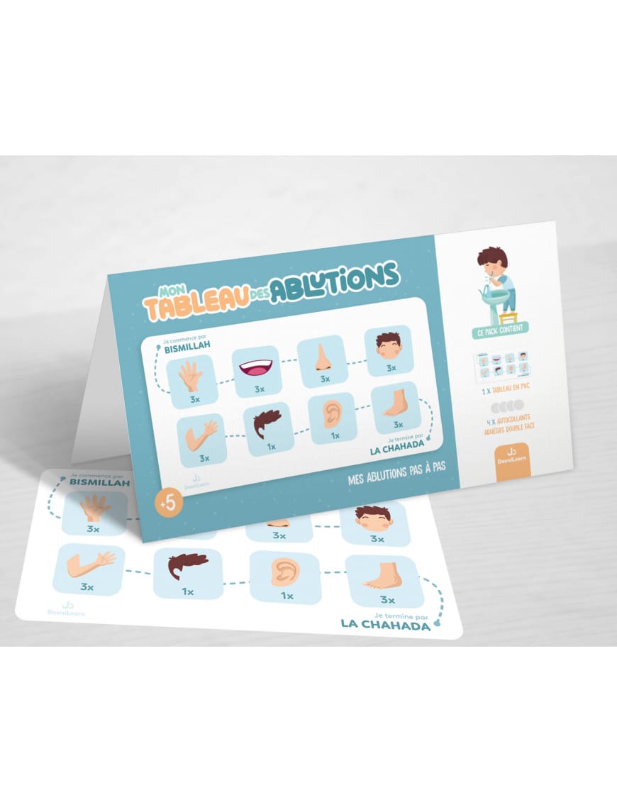 Mon tableau des ablutions Bleu – Mes ablutions pas à pas - DeeniLearn - DeeniLearn DeeniLearn Livre Islam Enfant 9782931241134 Librairie Musulmane Al-imen