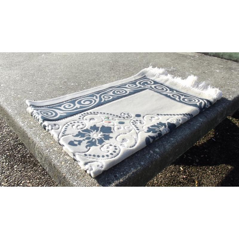 Tapis de Prière - Fond Sable - Motif fleurs - couleur Bleu Ardoise Sana Tapis de prière 3700495413343 Librairie Musulmane Al-imen