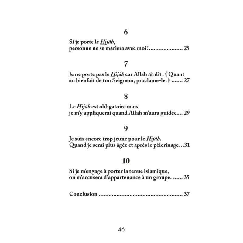 10 prétextes pour ne pas porter le Hijâb - Huwaydâ Ismâ‘îl - éditions Al-Hadîth Al-Hadîth Livre Islam Femme 9782875453037 Librairie Musulmane Al-imen
