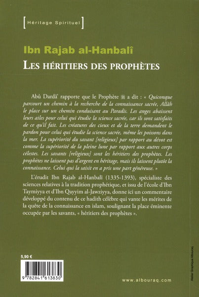 Les héritiers des prophètes par Ibn Rajab Al-Hanbali - Al Bouraq - Verso