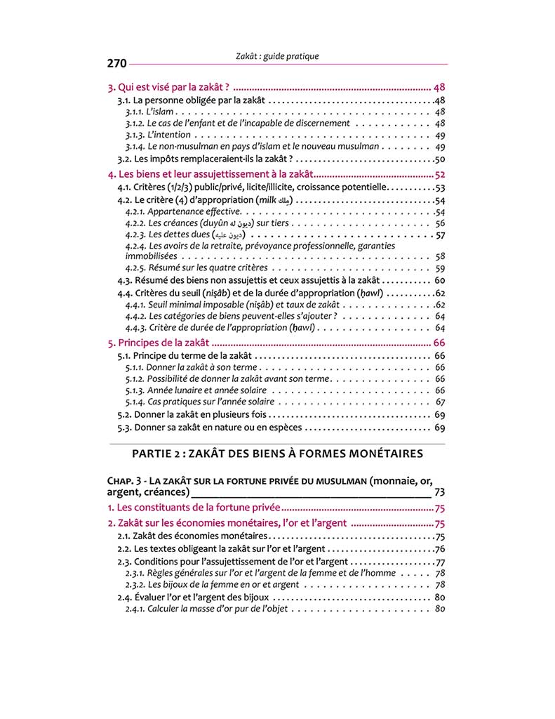 Table des matières Zakât, guide pratique (Livre 2) écrit par Mostafa Brahami - Tawhid 2