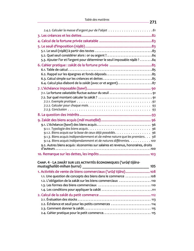 Table des matières Zakât, guide pratique (Livre 2) écrit par Mostafa Brahami - Tawhid 3