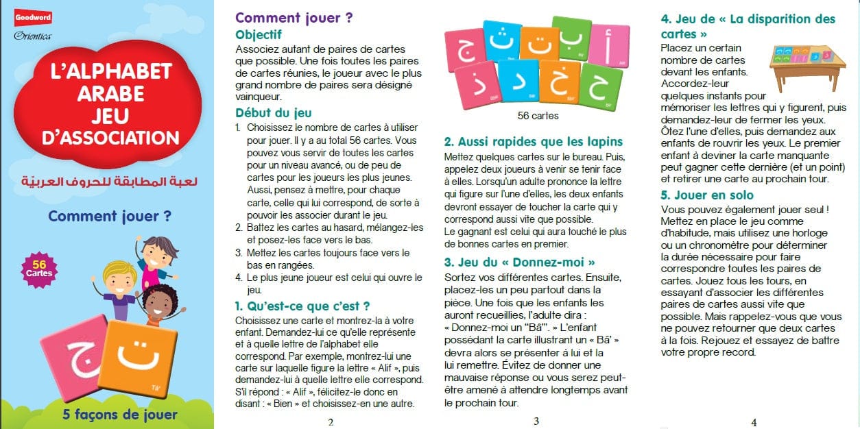 L'Alphabet Arabe : Jeu d'Association (56 Cartes) — Orientica | Jeu Éducatif Islam Orientica Jeu Islam 9789351791522 Librairie Musulmane Al-imen