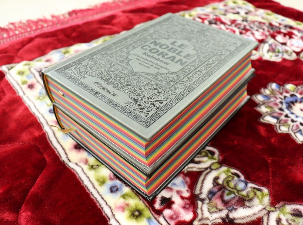Le Noble Coran Arc-en-ciel Gris — Bilingue Français/Arabe | Couverture Daim — Orientica Orientica Coran 9782356352392 Librairie Musulmane Al-imen