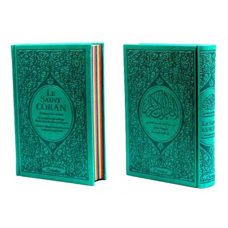 Le Saint Coran Rainbow (Arc - en - ciel) - Français, arabe, phonétique - Edition de luxe (Couverture Cuir Vert - Bleu) - Coran par Orientica disponible chez Al - imen