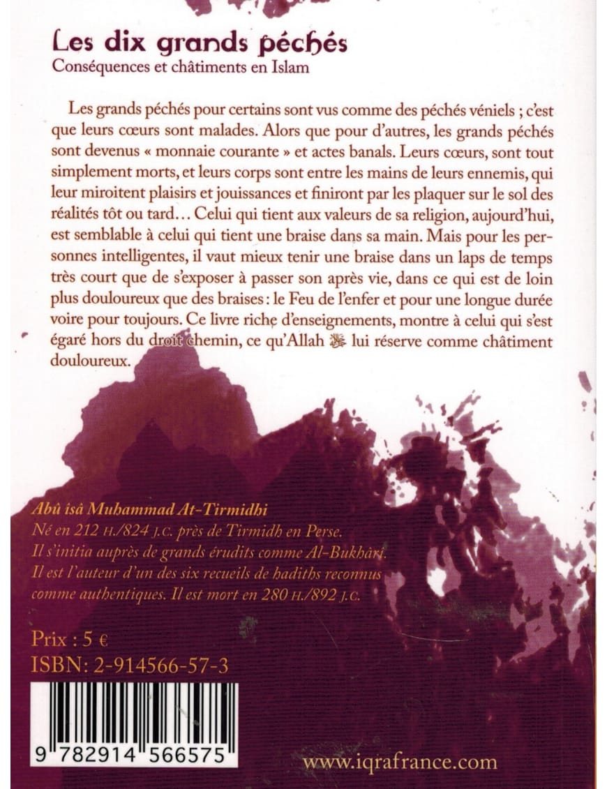 Les dix grands péchés : conséquences et châtiments - At-Tirmidhi - La Ruche - Éditions Iqra Iqra Livre > Islam > Foi et Spiritualité 9782914566575 Librairie Musulmane Al-imen