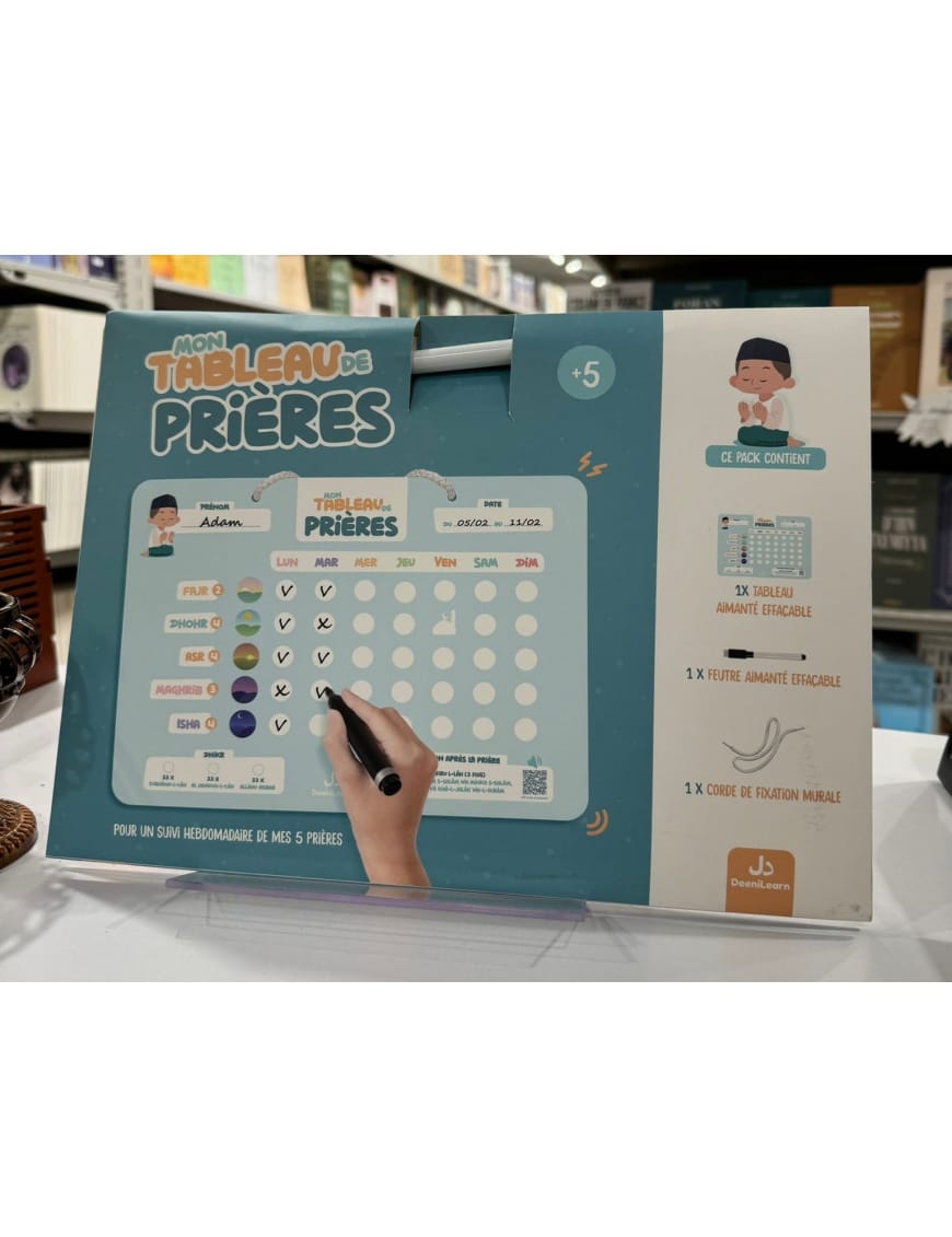 Mon tableau de prières bleu - pour un suivi hebdomadaire de mes 5 prières - Deenilearn - DeeniLearn DeeniLearn Jeu Islam Librairie Musulmane Al-imen
