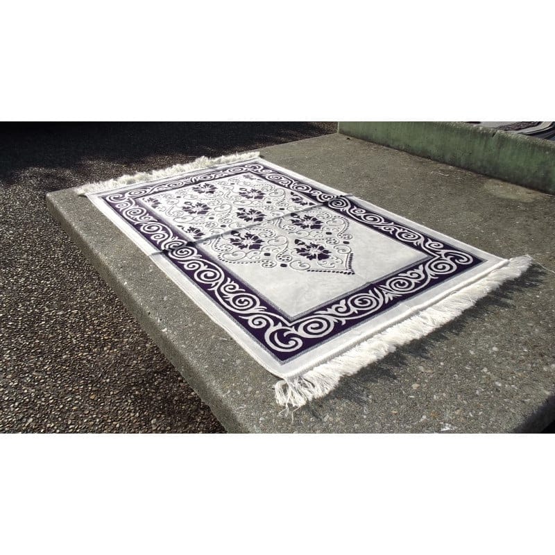 Tapis de Prière - Fond Sable - Motif fleurs - couleur Violet Sombre Sana Tapis de prière > Velours 3700495403689 Librairie Musulmane Al-imen