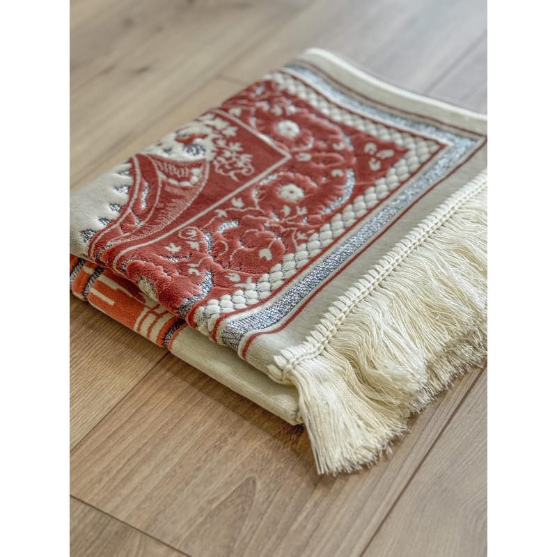 Tapis KAABA - Fond BLANC Motif ROUGE Espagne Sana Tapis de prière > Velours 3701633101337 Librairie Musulmane Al-imen