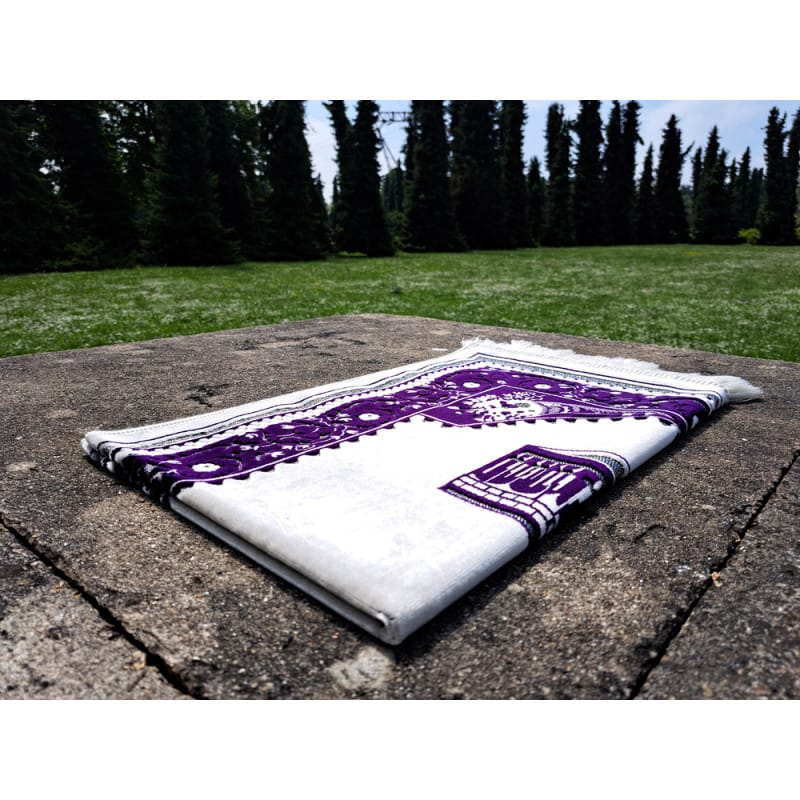 Tapis KAABA - Fond BLANC Motif VIOLET Sana Tapis de prière > Velours 3701633101344 Librairie Musulmane Al-imen